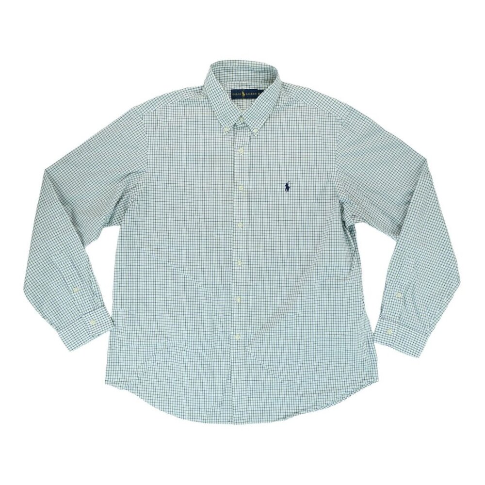 Ralph Lauren Men's Dress Shirt Plaid Long Sleeve Size XL Green/Purple/White